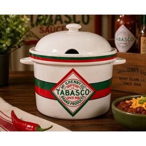 Vintage Tabasco Brand Crock Chili Cook Off Pot Advertising Stoneware Kitchenware